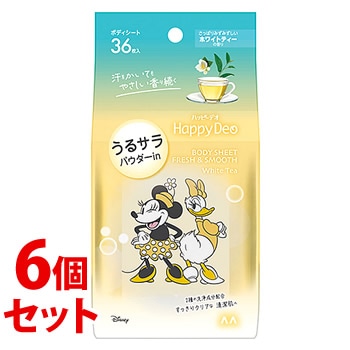 《セット販売》 マンダム マンダムハッピーデオ ボディシート うるサラ ホワイトティー (36枚)×6個セット デオドラントシート