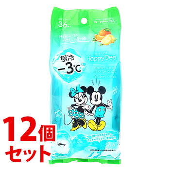 《セット販売》 マンダム マンダムハッピーデオ ボディシート 極冷 ウォータリーシトラス (36枚)×12個セット デオドラントシート