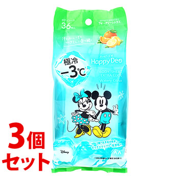 《セット販売》 マンダム マンダムハッピーデオ ボディシート 極冷 ウォータリーシトラス (36枚)×3個セット デオドラントシート