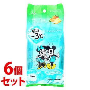 《セット販売》 マンダム マンダムハッピーデオ ボディシート 極冷 ウォータリーシトラス (36枚)×6個セット デオドラントシート