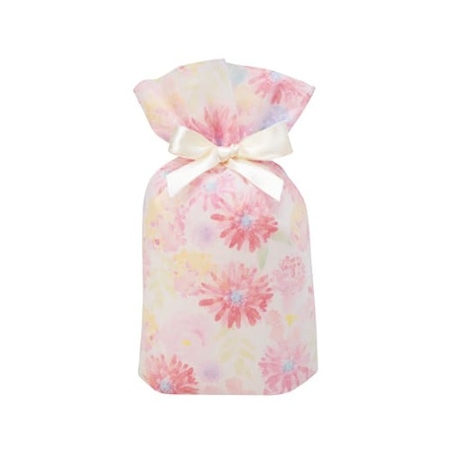包む ギフトバッグ グリタリングフラワー ピンク Sサイズ T2854S (1枚) 花 巾着バッグ ラッピング