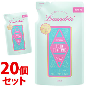 《セット販売》　ランドリン 柔軟剤 ホワイトティーの香り つめかえ用 (480mL)×20個セット 詰め替え用