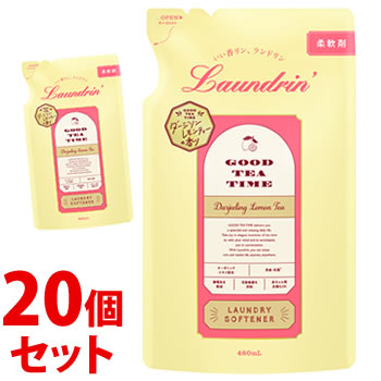 《セット販売》　ランドリン 柔軟剤 ダージリンレモンティーの香り つめかえ用 (480mL)×20個セット 詰め替え用