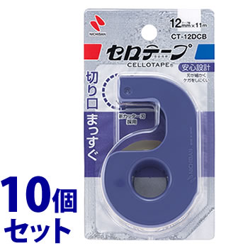 《セット販売》 ニチバン セロテープ 小巻カッター付 まっすぐ切れるタイプ 青 CT-12DCB (1個)×10個セット 幅12mm×長さ11m ブルー セロハンテープ