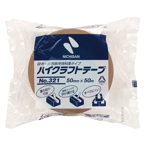 ニチバン ハイクラフトテープ No.321 (1個) 50mm×5m 段ボール包装用 強粘着タイプ 梱包テープ
