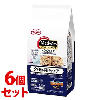 《セット販売》 ペットライン メディファス アドバンス 2種の尿石ケア 1歳から チキン&フィッシュ味 (1.25kg)×6個セット キャットフード