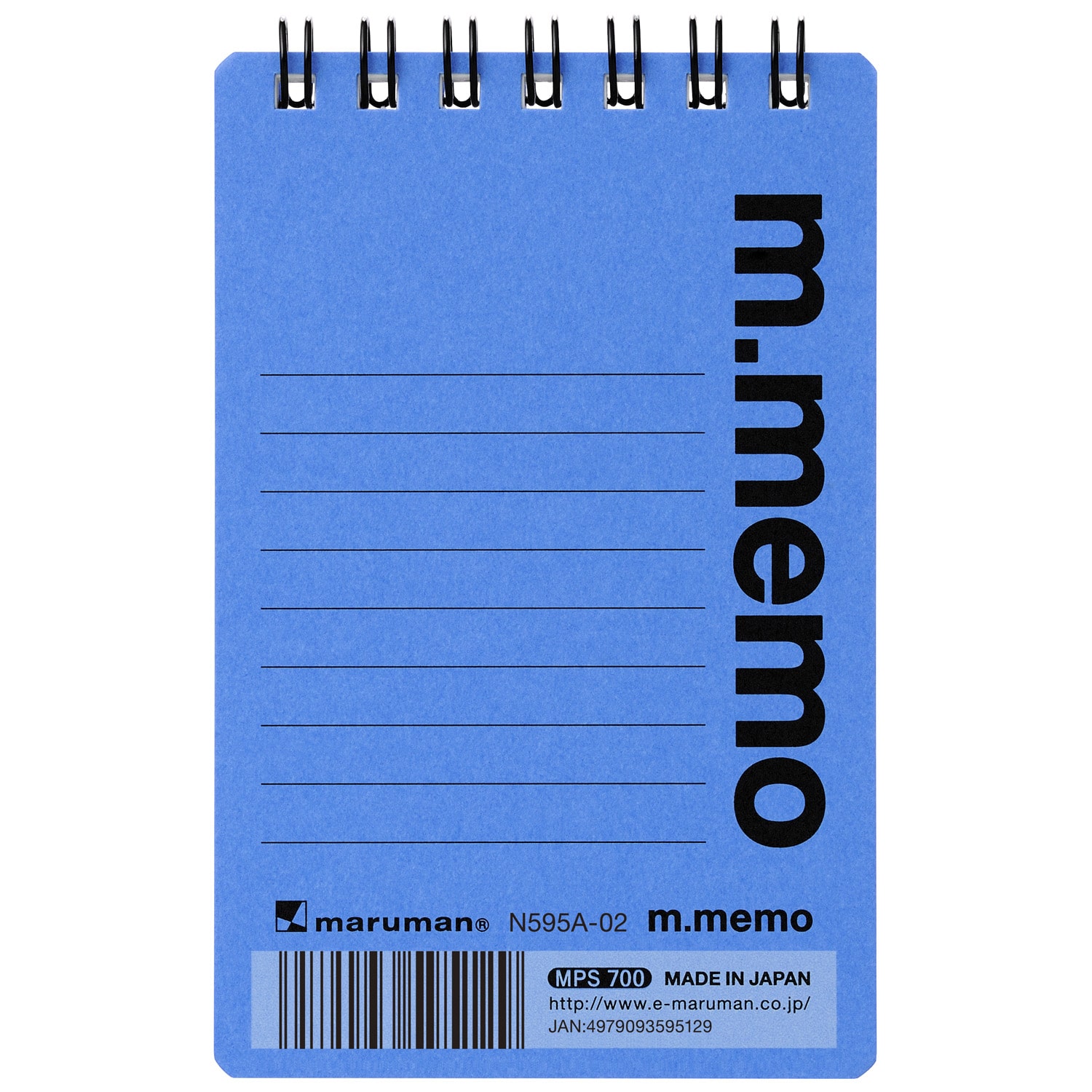 マルマン スパイラルノート エムメモ A7 ブルー N595A-02 (1冊) 6mm罫 ノート メモ帳