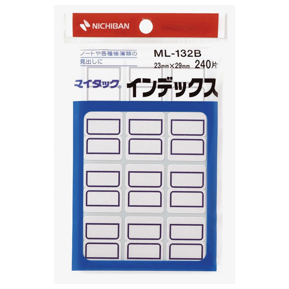 ニチバン マイタック インデックス 青枠 ML-132B 12片×20シート (240片) 手書きラベル シール 事務用品