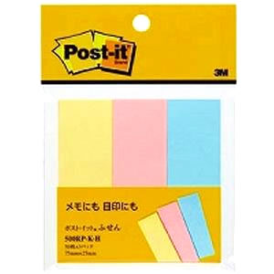 スリーエム ジャパン 3M ポストイット ふせん 再生紙 多色アソート 500RP-K-H (50枚×3パッド) ふせん 付箋
