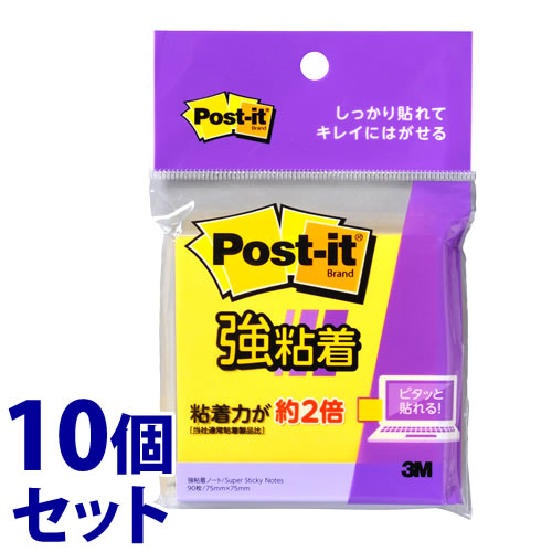 《セット販売》　スリーエム ジャパン 3M ポストイット 強粘着 ノート イエロー 654SS-YNH (90枚)×10個セット ふせん 付箋