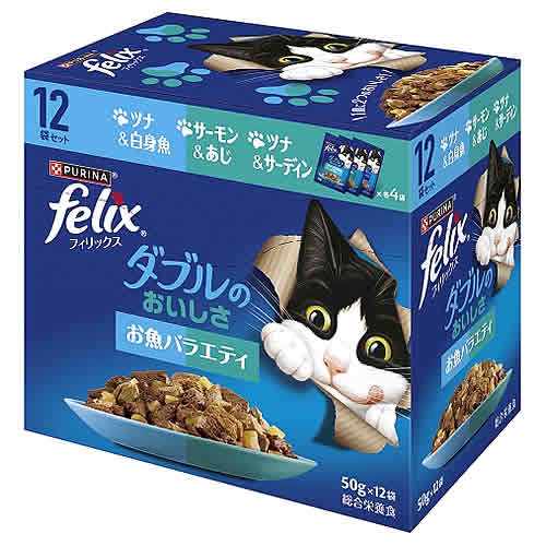 ネスレ ピュリナ フィリックス ダブルのおいしさ お魚バラエティ ツナ&白身魚 サーモン&あじ ツナ&サーディン (600g)