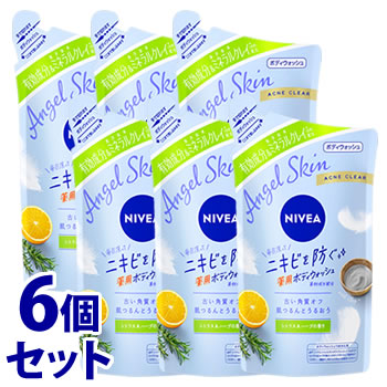 《セット販売》　花王 ニベア エンジェルスキン ボディウォッシュ アクネクリア シトラス＆ハーブの香り つめかえ用 (350mL)×6個セット 詰め替え用 ボディソープ　【医薬部外品】