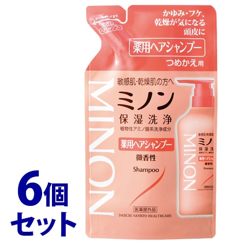 《セット販売》　第一三共ヘルスケア ミノン薬用ヘアシャンプー つめかえ用 (380mL)×6個セット 詰め替え用 スカルプケア　【医薬部外品】