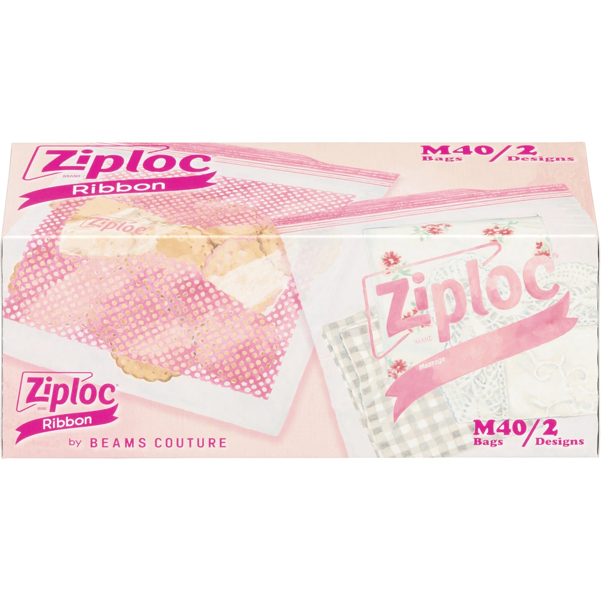 旭化成 ジップロック デザインバッグ リボン M (40枚) 保存袋 冷蔵 常温 Ziploc