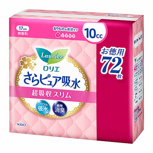花王 ロリエ さらピュア吸水 超吸収スリム 10cc 無香料 スーパージャンボ (72枚) 軽度尿失禁用品 軽失禁ライナー