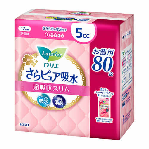 花王 ロリエ さらピュア吸水 超吸収スリム 5cc スーパージャンボ (80枚) 軽度尿失禁用品 軽失禁ライナー