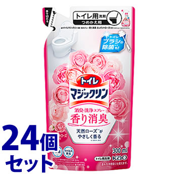 《セット販売》 花王 トイレマジックリン 消臭・洗浄スプレー 香り消臭 エレガントローズの香り つめかえ用 (300mL)×24個セット 詰め替え用