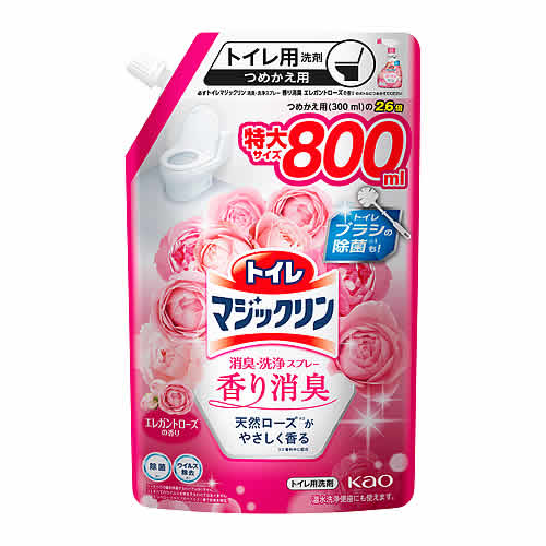花王 トイレマジックリン 消臭・洗浄スプレー 香り消臭 エレガントローズの香り つめかえ用 (800mL) 詰め替え用