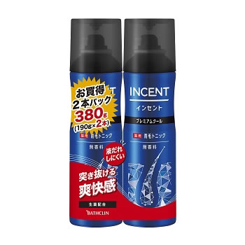 バスクリン インセント 薬用育毛トニック 無香料 プレミアムクール ペアパック (190g×2本) 育毛剤 INCENT 【医薬部外品】