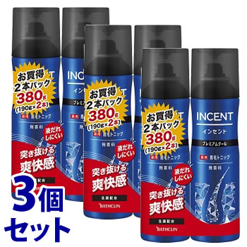 《セット販売》 バスクリン インセント 薬用育毛トニック 無香料 プレミアムクール ペアパック (190g×2本)×3個セット 育毛剤 INCENT 【医薬部外品】