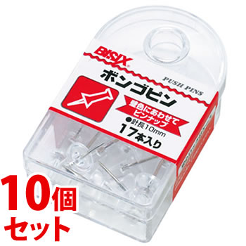 《セット販売》　ミツヤ ボンゴピン 透明 BX1-3-T (約17本)×10個セット ピン 押ピン 画鋲 掲示用品
