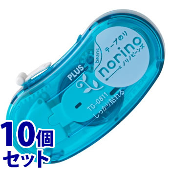 《セット販売》 プラス テープのり ノリノビーンズ ドット クリアブルー TG-0811 (1個)×10個セット 幅6mm×長さ10m 糊 PLUS