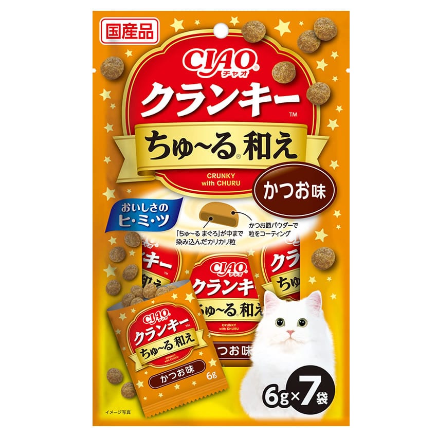 いなばペットフード CIAO チャオ クランキー ちゅ~る和え かつお味 (6g×7袋) 猫用おやつ キャットフード