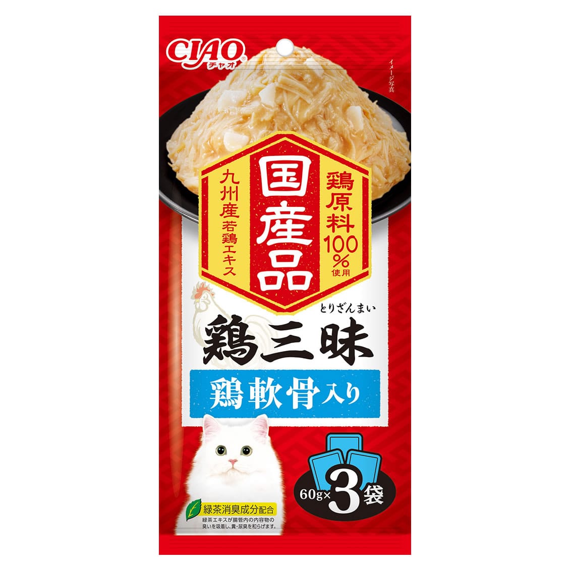 いなばペットフード CIAO チャオ 鶏三昧 鶏軟骨入り (60g×3袋) キャットフード ウェット 国産