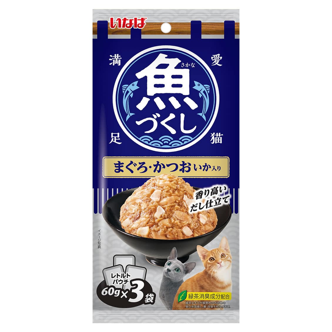 いなばペットフード いなば 魚づくし まぐろ・かつお いか入り (60g×3袋) キャットフード ウェット レトルトパウチ