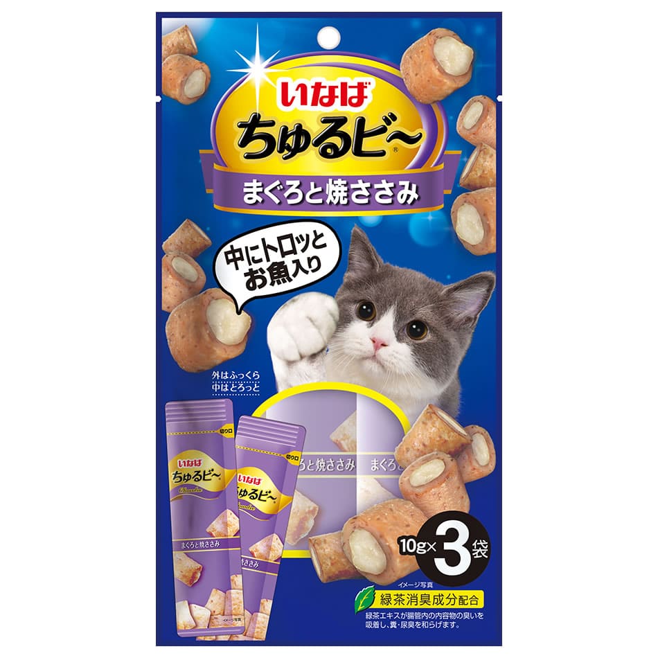 いなばペットフード いなば ちゅるビ~ まぐろと焼ささみ (10g×3袋) 猫用おやつ キャットフード ドライ