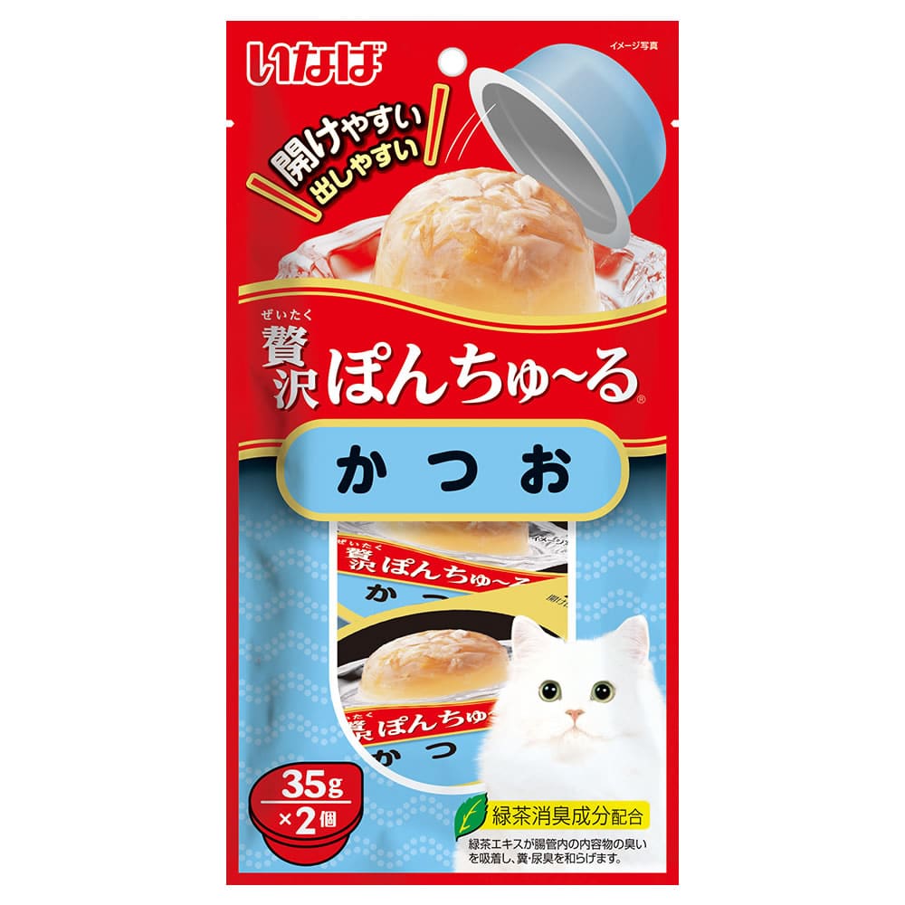 いなばペットフード 贅沢ぽんちゅ～る かつお (35g×2個) 猫用おやつ キャットフード