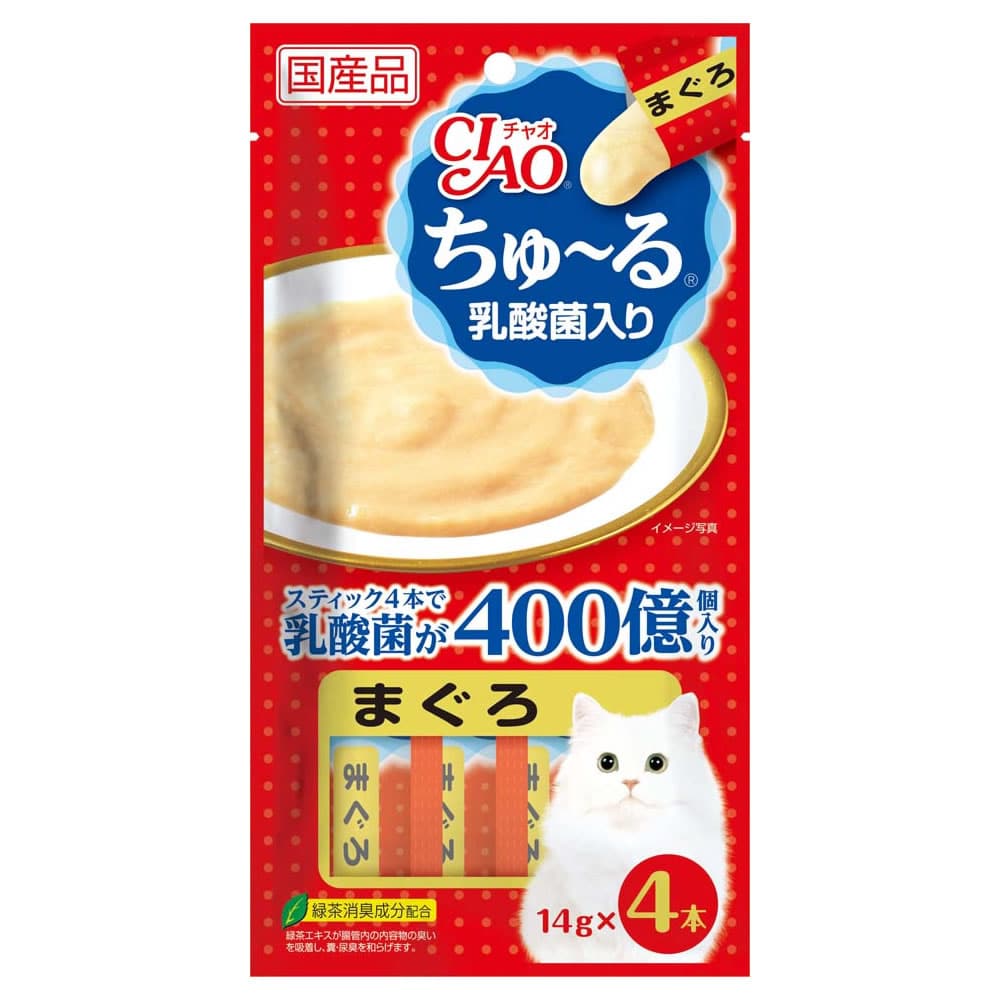 いなばペットフード CIAO チャオ ちゅ～る 乳酸菌入り まぐろ (14g×4本) 猫用おやつ キャットフード 国産
