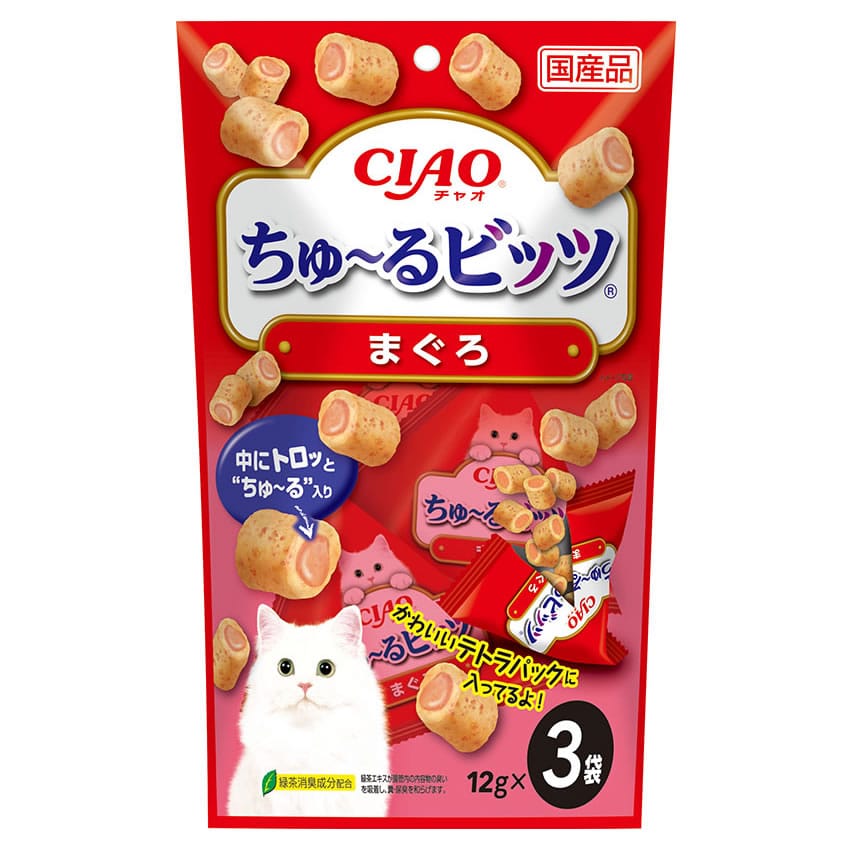 いなばペットフード CIAO チャオ ちゅ～るビッツ まぐろ (12g×3袋) 猫用おやつ キャットフード ドライ 国産