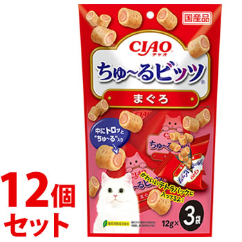 《セット販売》 いなばペットフード CIAO チャオ ちゅ~るビッツ まぐろ (12g×3袋)×12個セット 猫用おやつ キャットフード ドライ 国産