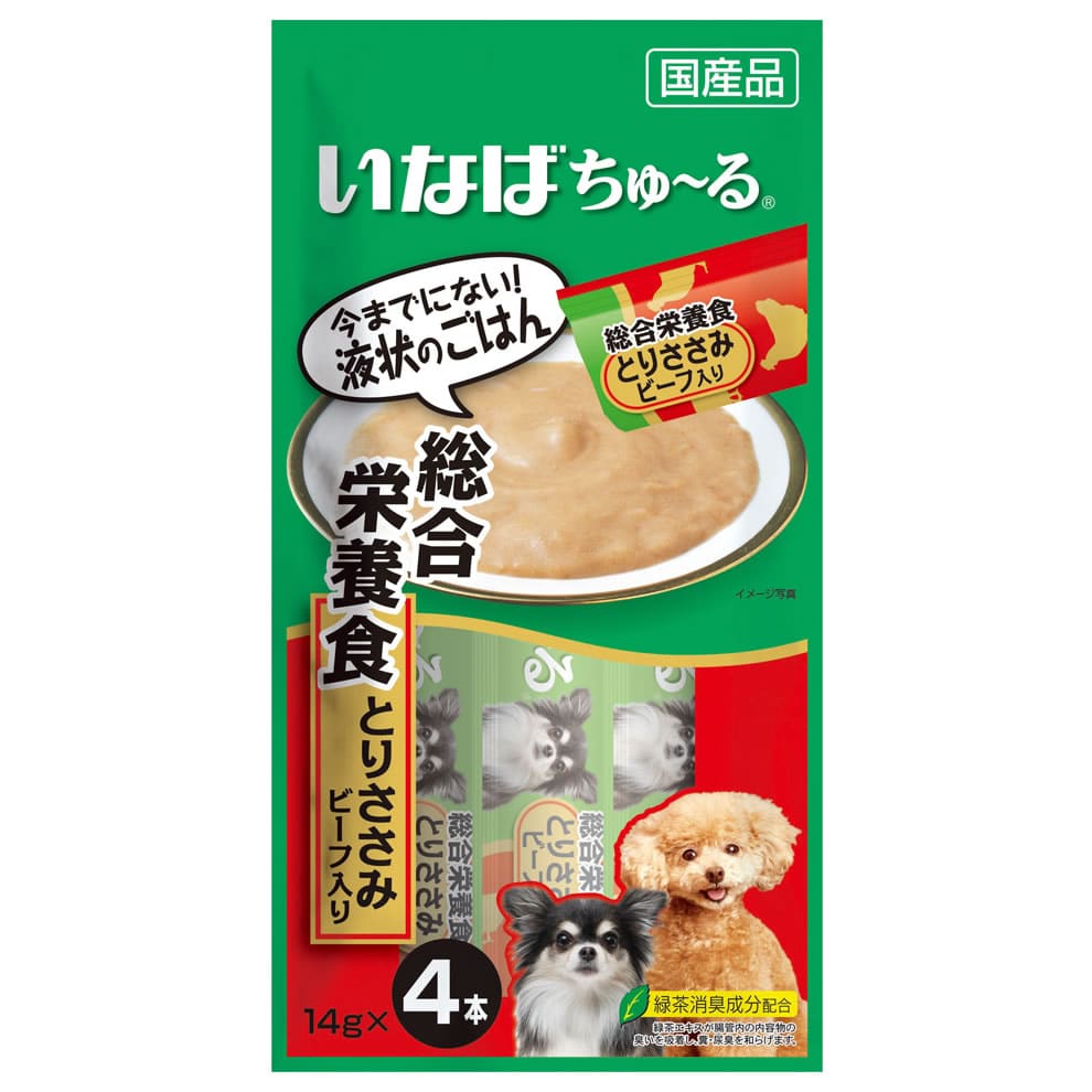 いなばペットフード ちゅ～る 総合栄養食 とりささみ ビーフ入り (14g×4本) ドッグフード ウェット 国産