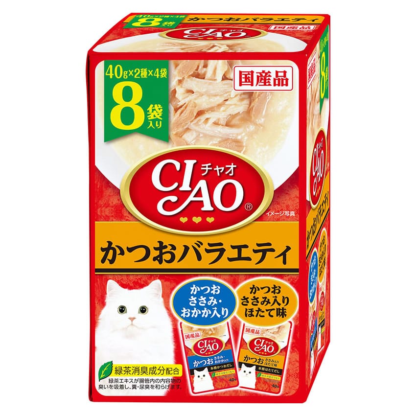 いなばペットフード CIAO チャオ パウチ かつおバラエティ (40g×8袋) キャットフード ウェット 国産品