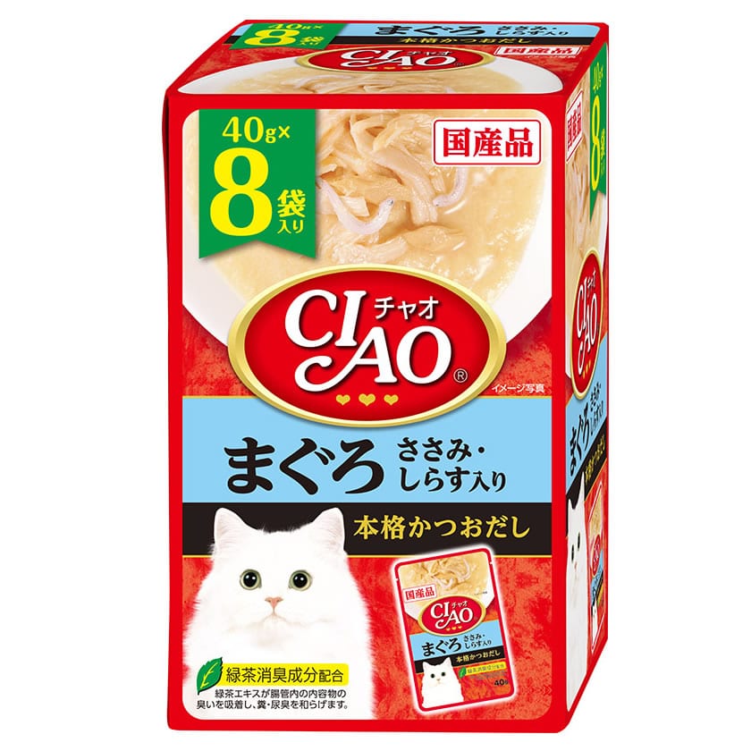 いなばペットフード CIAO チャオ パウチ まぐろ ささみ・しらす入り (40g×8袋) キャットフード ウェット 国産品