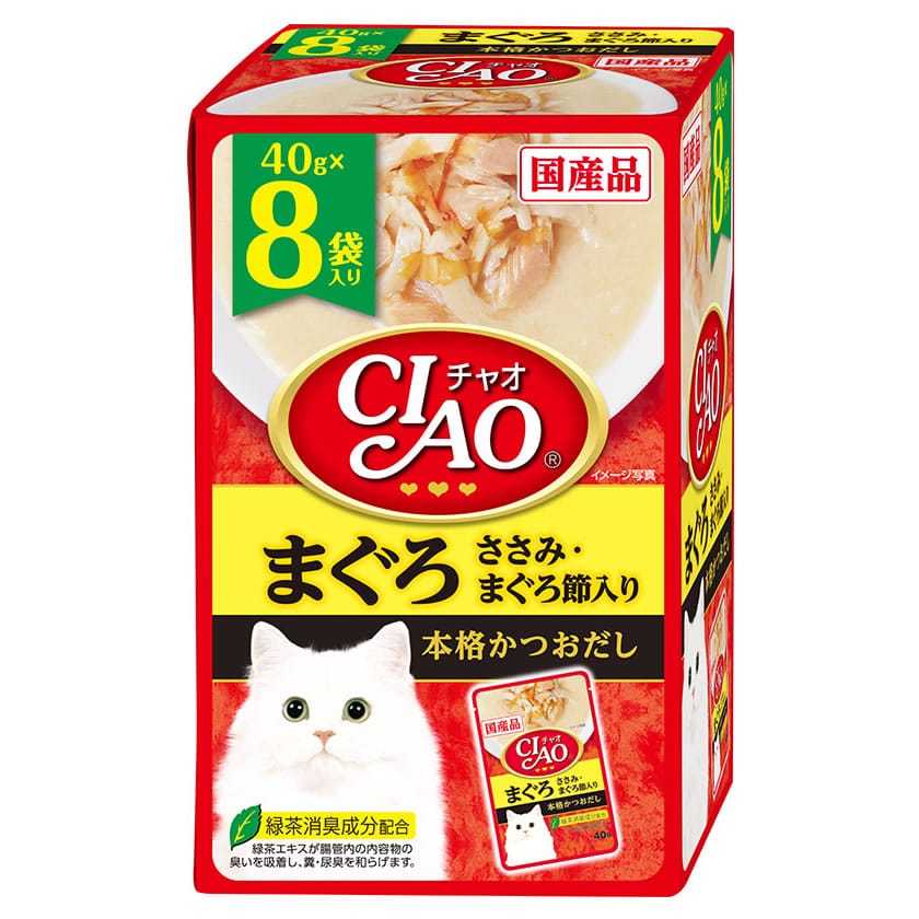 いなばペットフード CIAO チャオ パウチ まぐろ ささみ・まぐろ節入り (40g×8袋) キャットフード ウェット 国産品