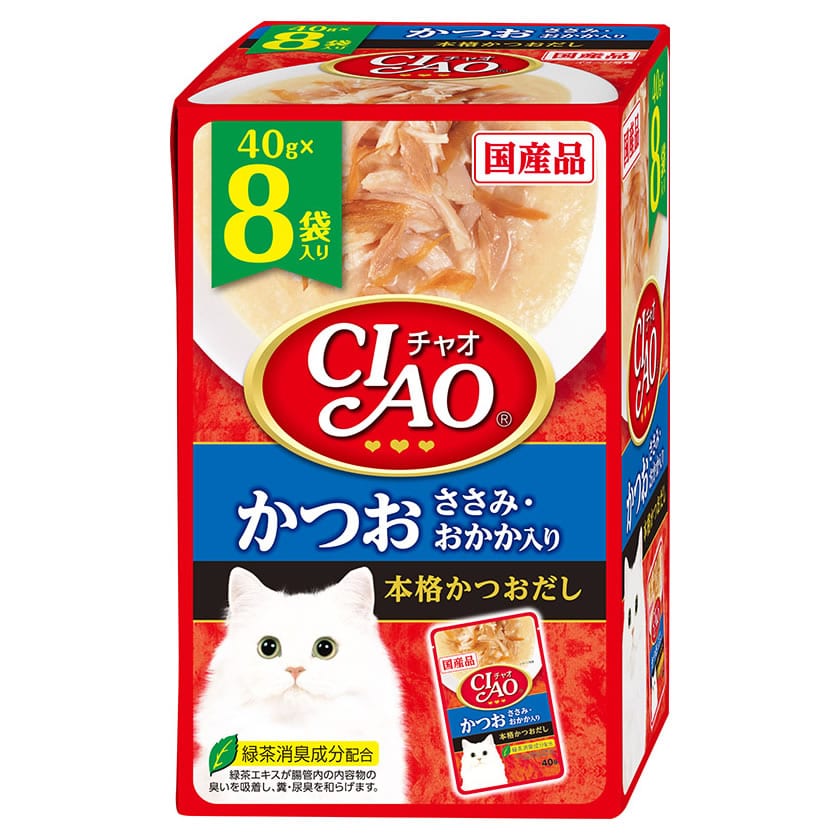 いなばペットフード CIAO チャオ パウチ かつお ささみ・おかか入り (40g×8袋) キャットフード ウェット 国産品