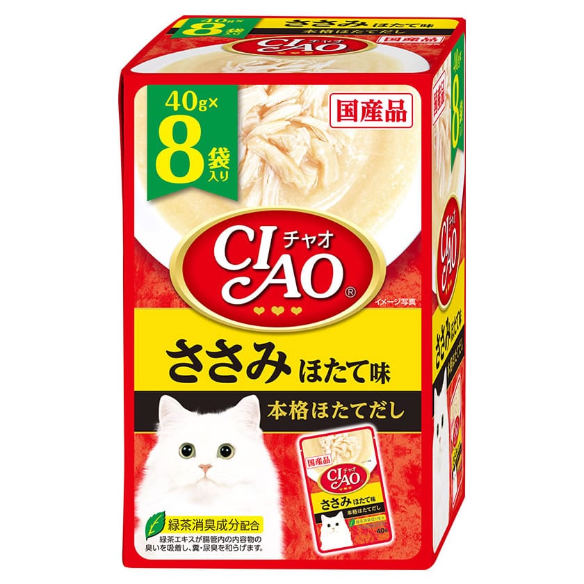 いなばペットフード CIAO チャオ パウチ ささみ ほたて味 (40g×8袋) キャットフード ウェット 国産品