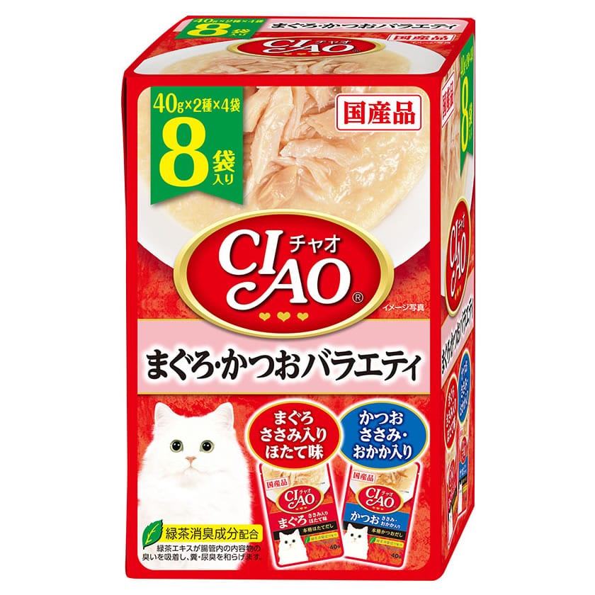 いなばペットフード CIAO チャオ パウチ まぐろ・かつおバラエティ (40g×8袋) キャットフード ウェット 国産品