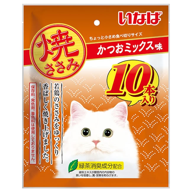 いなばペットフード 焼ささみ かつおミックス味 (10本) 猫用おやつ キャットフード