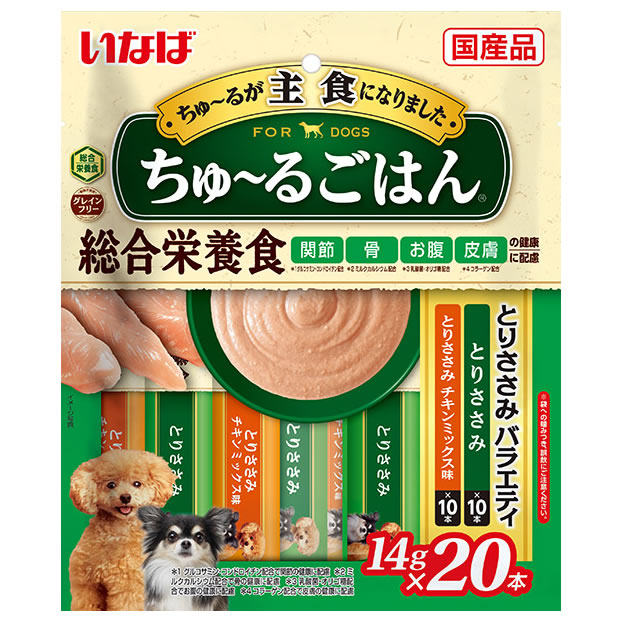 いなばペットフード ちゅ~るごはん とりささみバラエティ (14g×20本) ドッグフード 総合栄養食 国産品