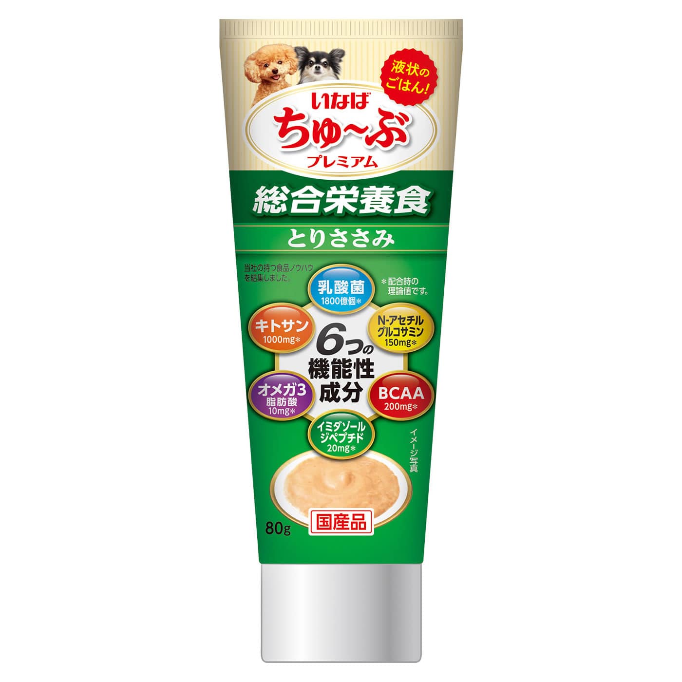 いなばペットフード ちゅ～ぶプレミアム とりささみ (80g) ドッグフード ウェット 液状ごはん 成犬用総合栄養食 国産品