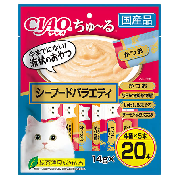 いなばペットフード CIAO チャオ ちゅ~る シーフードバラエティ (14g×20本) 猫用おやつ キャットフード 国産品