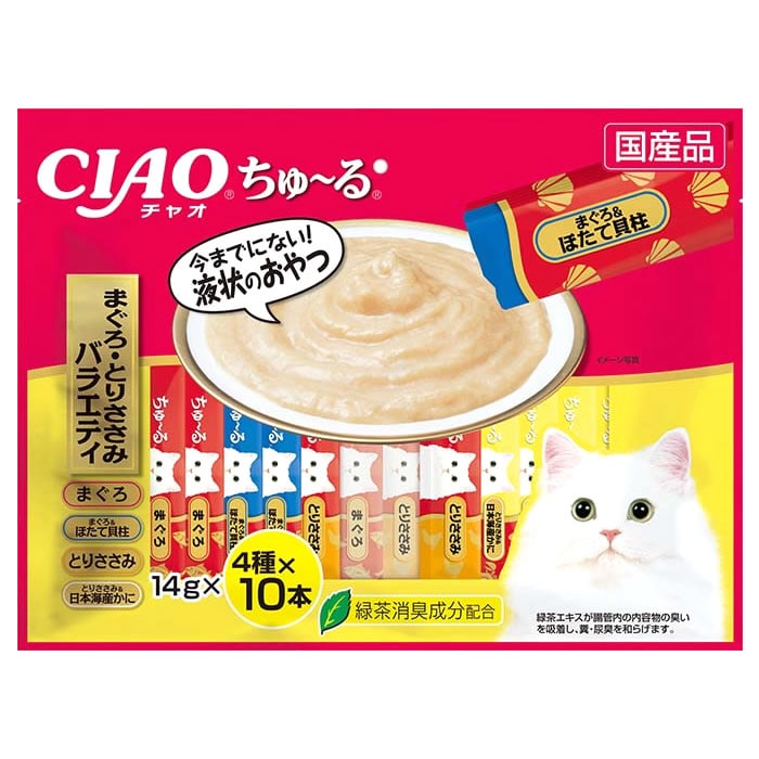 いなばペットフード CIAO チャオ ちゅ~る まぐろ・とりささみバラエティ (14g×40本) 猫用おやつ キャットフード 国産品