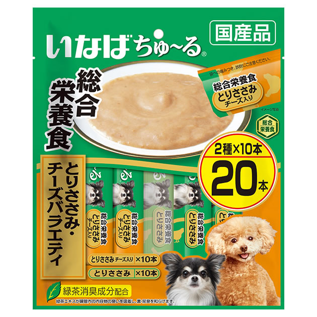 いなばペットフード ちゅ～る 総合栄養食 とりささみ・チーズバラエティ (14g×20本) ドッグフード ウェット 成犬用総合栄養食