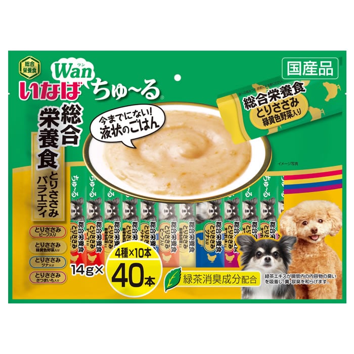 いなばペットフード ちゅ～る 総合栄養食 とりささみバラエティ (14g×40本) ドッグフード ウェット 成犬用総合栄養食