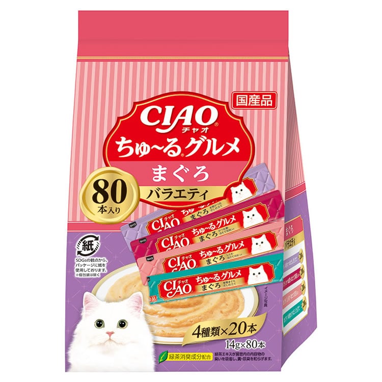 いなばペットフード CIAO チャオ ちゅ～る まぐろグルメバラエティ (14g×80本) 猫用おやつ キャットフード 国産品