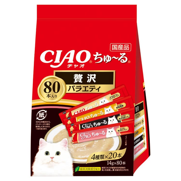 いなばペットフード CIAO チャオ ちゅ~る 贅沢バラエティ (14g×80本) 猫用おやつ キャットフード 国産品